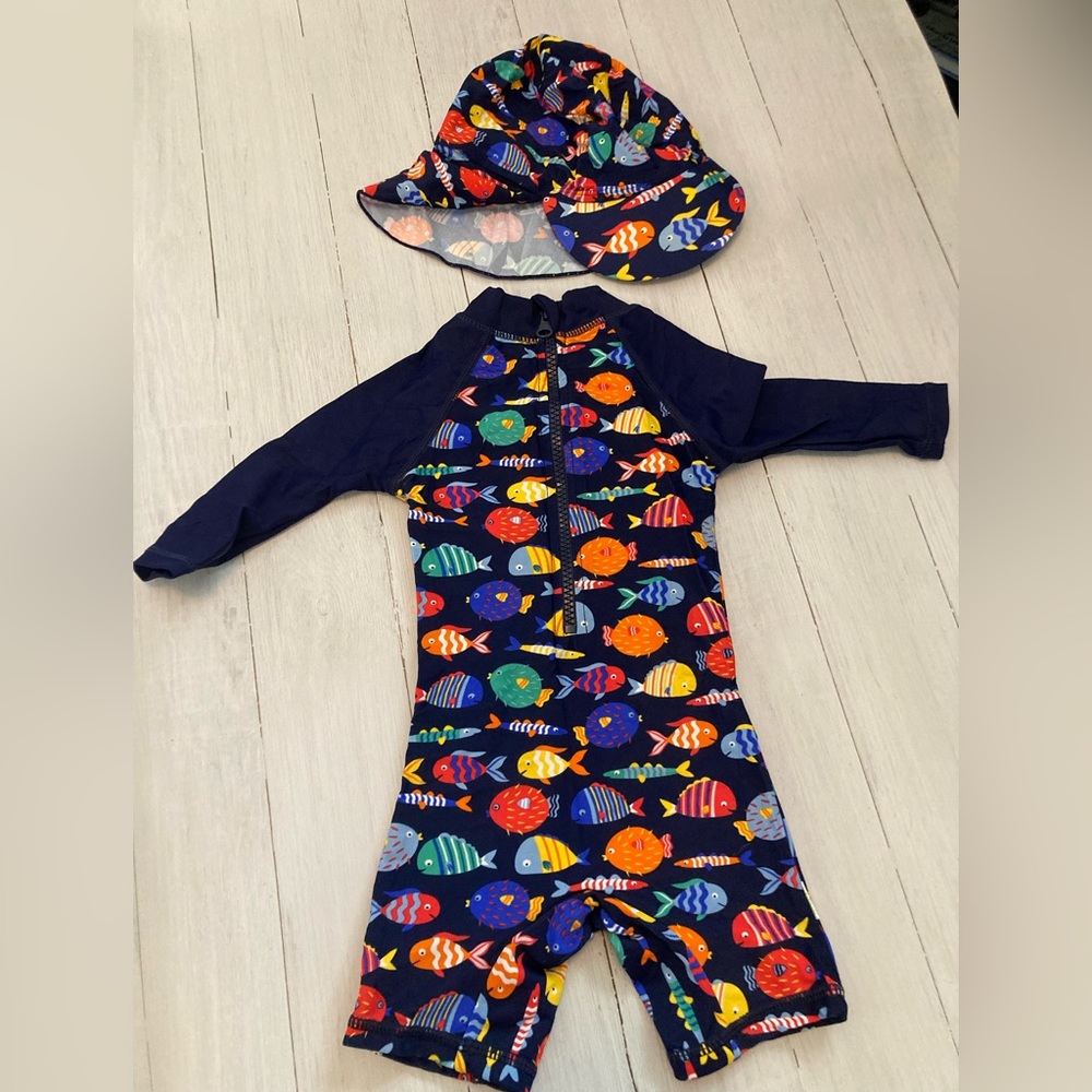 Long sleeve UPF 50+ swim suit, size 6-9 months